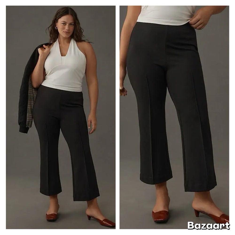 Maeve The Margot Kick-Flare Cropped Pants Black Sz M - Picture 7 of 14
